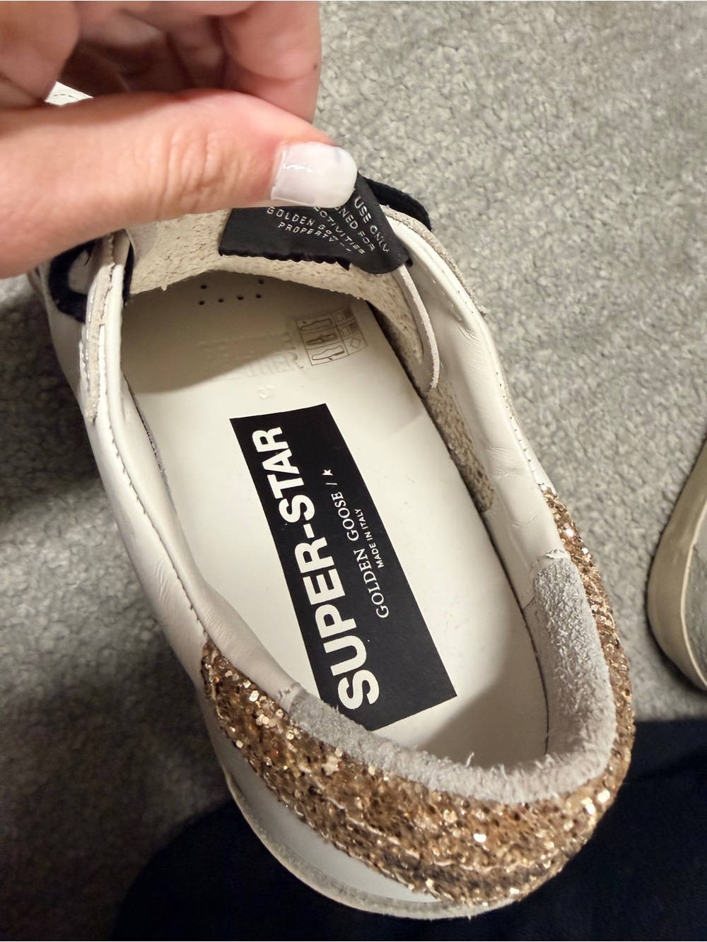 Golden Goose White Sneakers with Silver Star and Gold Heel - Picture 5 of 6